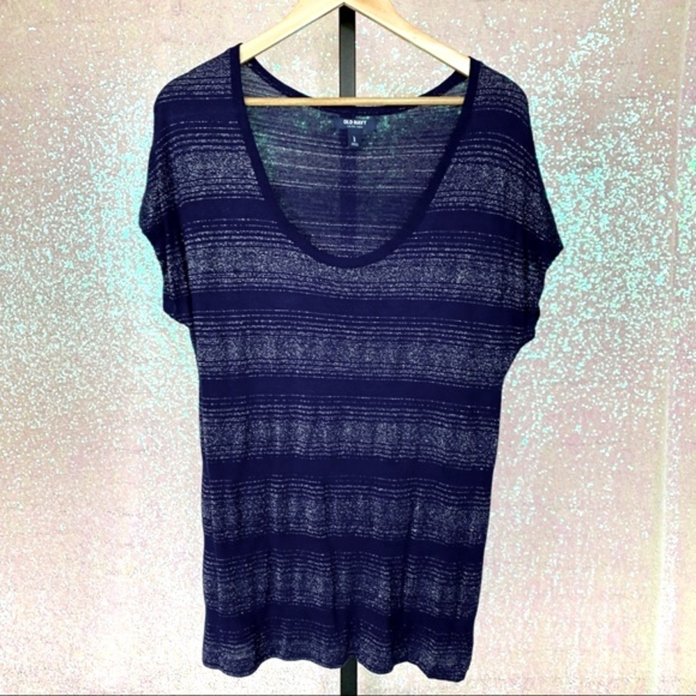 Old Navy Stretchy Stripes Metallic Tee